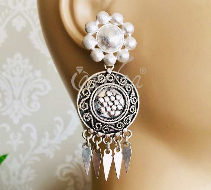 Designer Tribal statement silver artisan ethnic handmade earrings