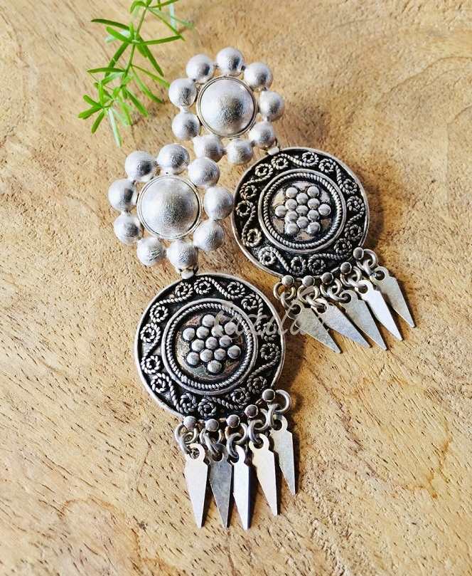 Designer Tribal statement silver artisan ethnic handmade earrings