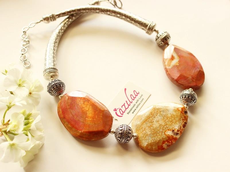 Designer beaded necklace, Red jasper gemstone jewelry