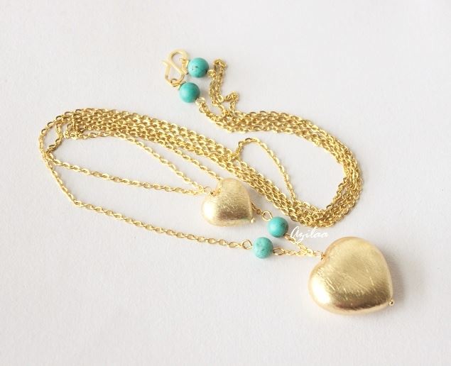 Designer chain multiple layer heart turquoise necklace 