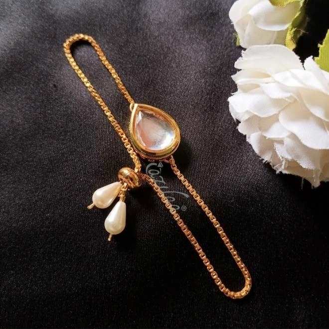 Designer golden chain beaded drop bracelet