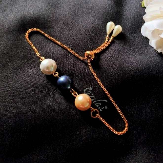 Designer golden chain beaded pearl bracelet