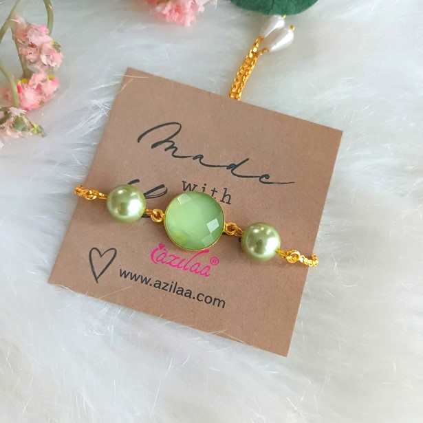 Designer green golden chain beaded  bracelet