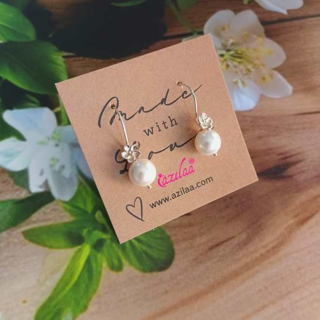 Designer pearl sterling silver handmade dangler earrings