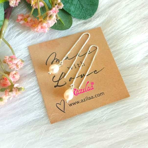 Designer pearl sterling silver handmade long dangler earrings