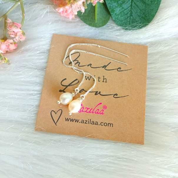 Designer pearl sterling silver handmade long dangler earrings