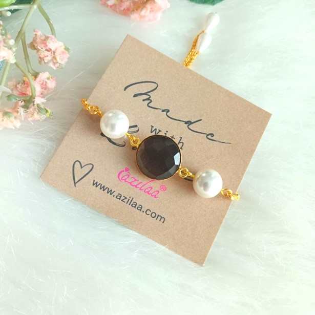 Designer smoky brown chain beaded  bracelet