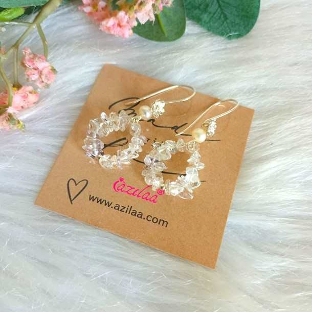 Designer sterling silver handmade crystal flower pearl earrings