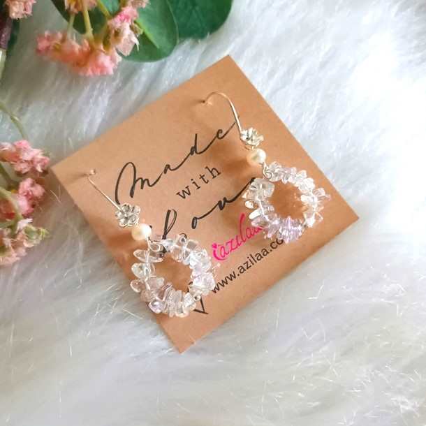 Designer sterling silver handmade crystal flower pearl earrings