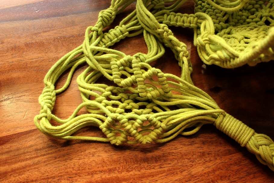 ECO friendly  LIME GREEN cotton macrame handmade 1 plant hanger 