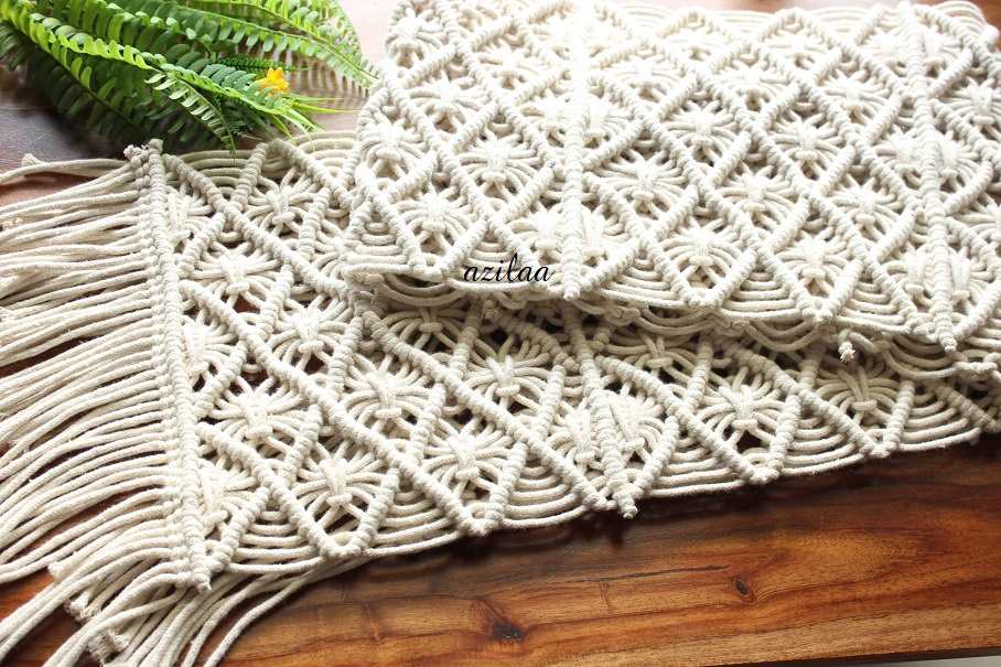 ECO friendly white cotton macrame handmade 1 table runner