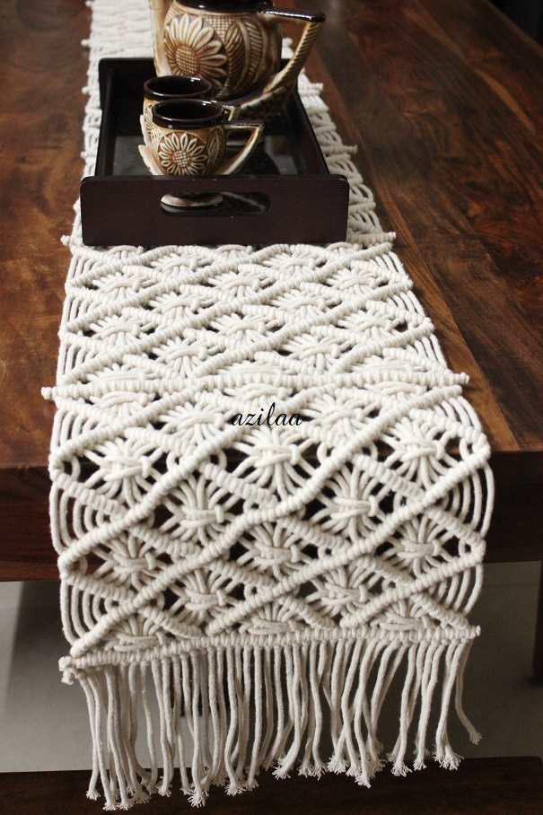 ECO friendly white cotton macrame handmade 1 table runner