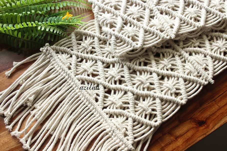 ECO friendly white cotton macrame handmade 1 table runner