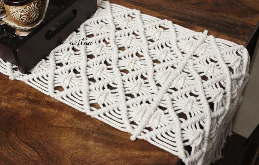 ECO friendly white cotton macrame handmade 1 table runner
