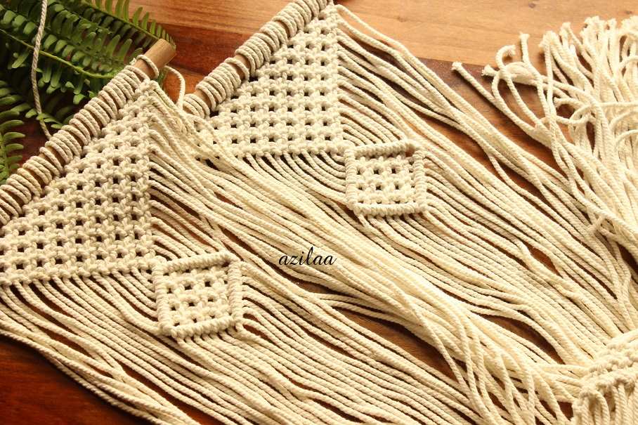 ECO friendly Off white cotton macrame handmade 2 plant hanger 