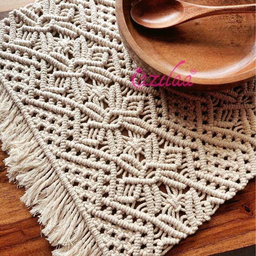 ECO friendly Off white cotton macrame handmade 2  table mat 