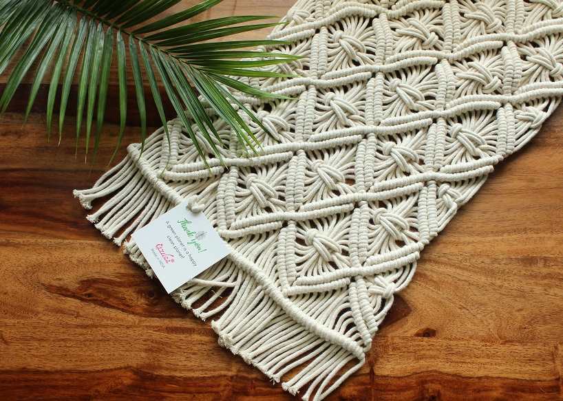 ECO friendly Off white cotton macrame handmade 1 table runner