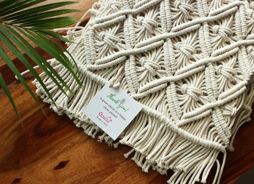 ECO friendly Off white cotton macrame handmade 1 table runner