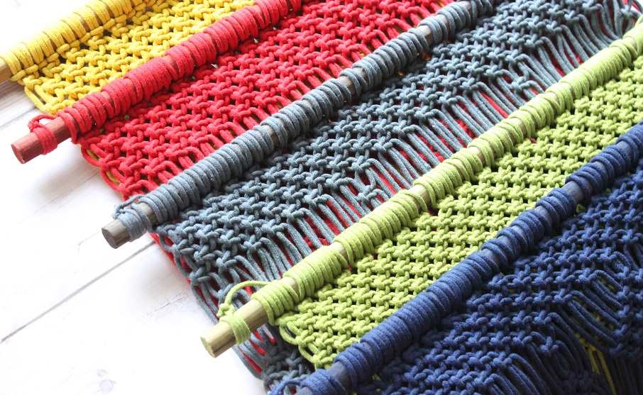 Blue ECO friendly boho cotton macrame handmade plant hanger 1pc