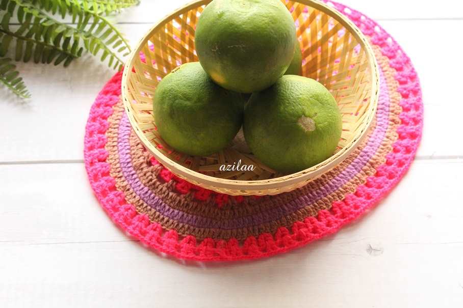 ECO friendly bright pink oval crochet handmade 2 table mat 