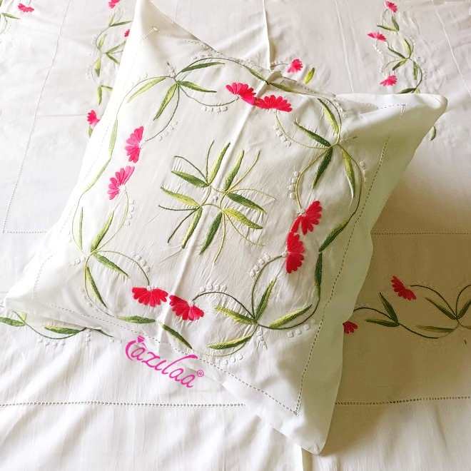 ECO friendly cotton white embriodered cushion covers 2