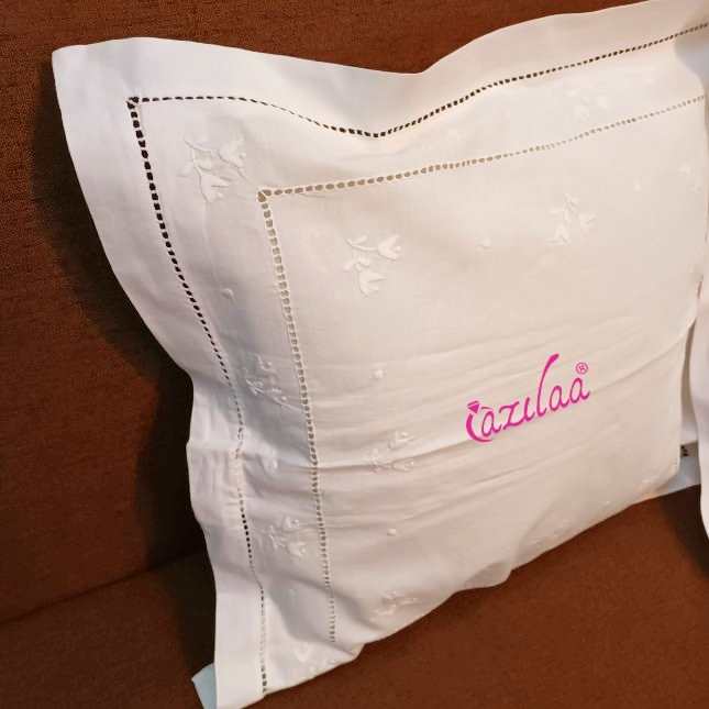 ECO friendly cotton white embriodered cushion covers 2
