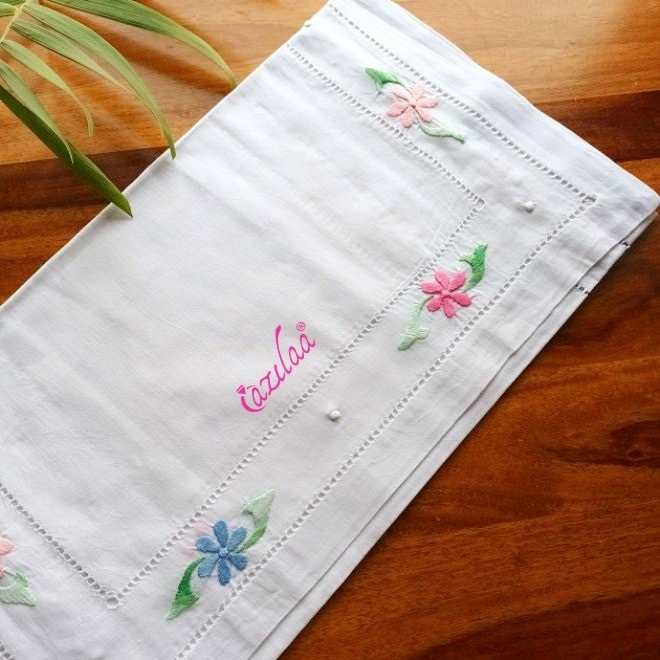 ECO friendly cotton white embriodered table runner