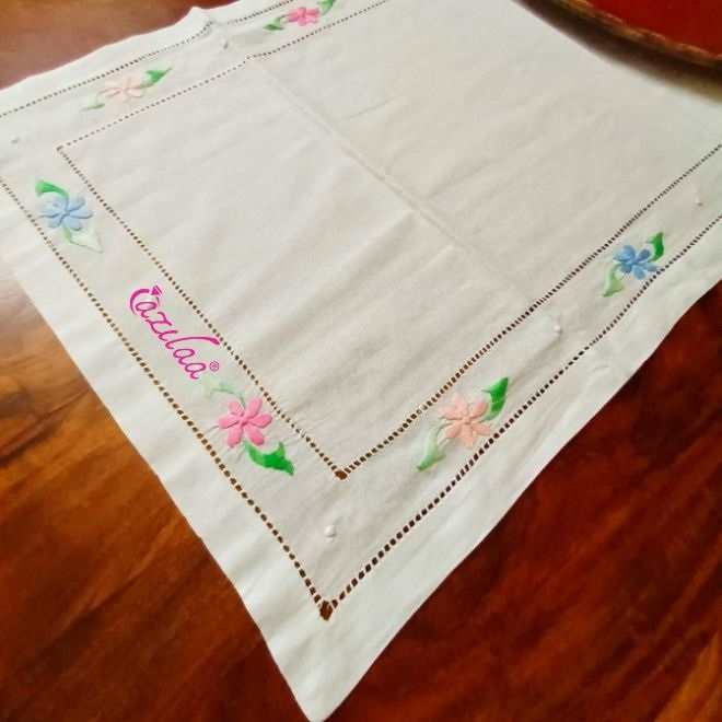 ECO friendly cotton white embriodered table runner