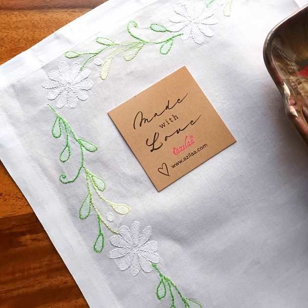 ECO friendly cotton white embriodered table runner small