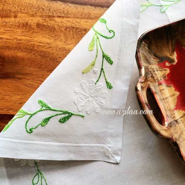 ECO friendly cotton white embriodered table runner small