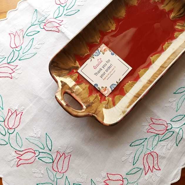 ECO friendly cotton white embriodered table runner small