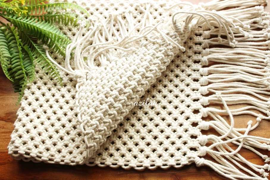 ECO friendly off white  macrame handmade XL 1 table mat