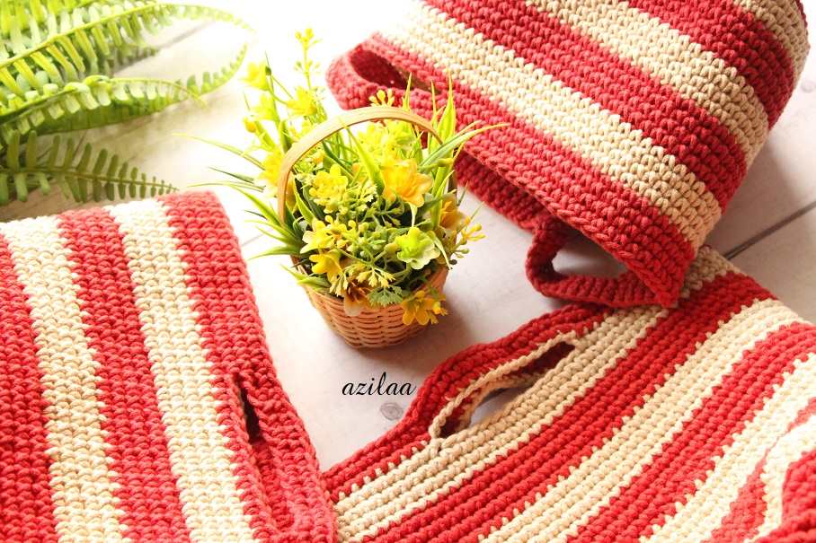 ECO friendly plant red 3 pot cover cotton crochet  handmade bag