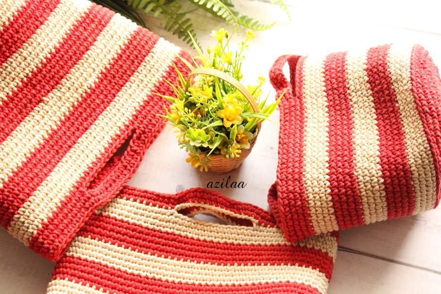 ECO friendly plant red 3 pot cover cotton crochet  handmade bag