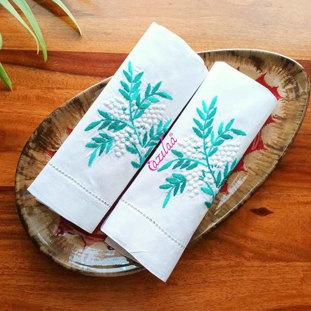 ECO friendly white cotton hand embroidery napkins 02 