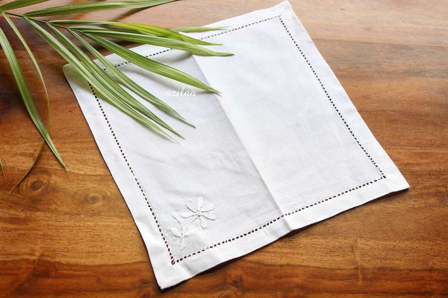 ECO friendly white cotton hand embroidery napkins 04