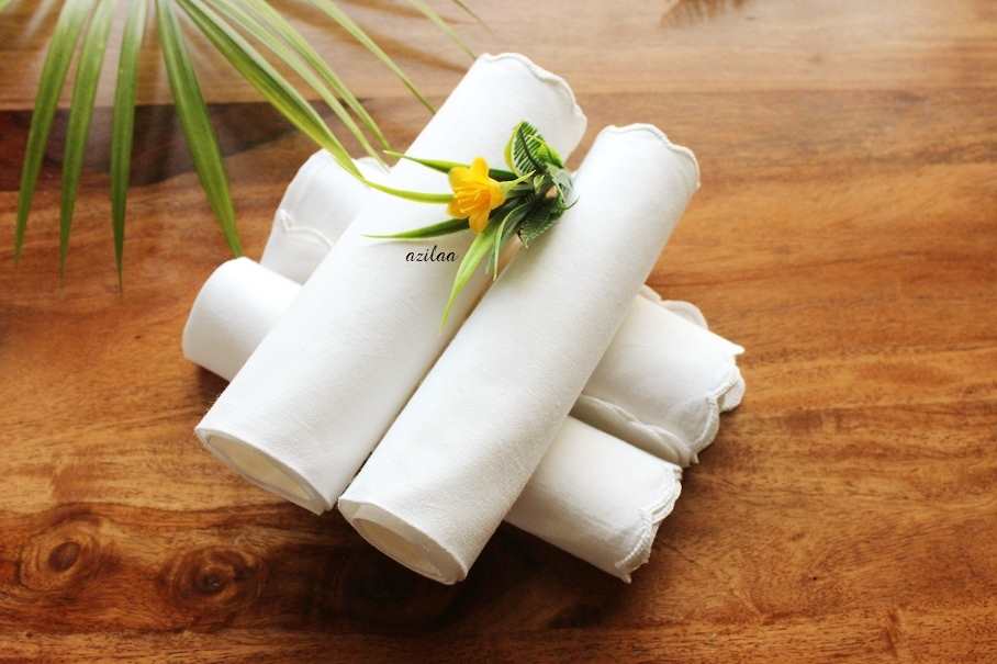 ECO friendly white cotton hand embroidery napkins 04
