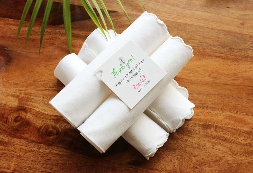 ECO friendly white cotton hand embroidery napkins 04