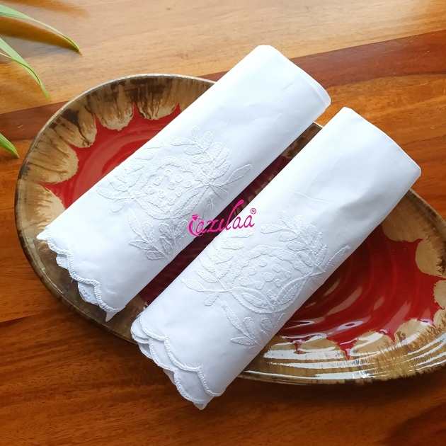 ECO friendly white embroidery cotton handmade 4 large napkin