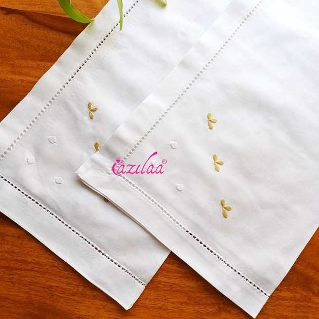 ECO friendly white embroidery cotton handmade 4 napkin