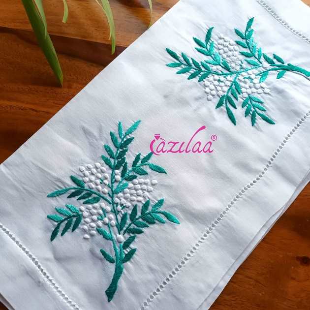 ECO friendly white embroidery cotton handmade 4 table mat