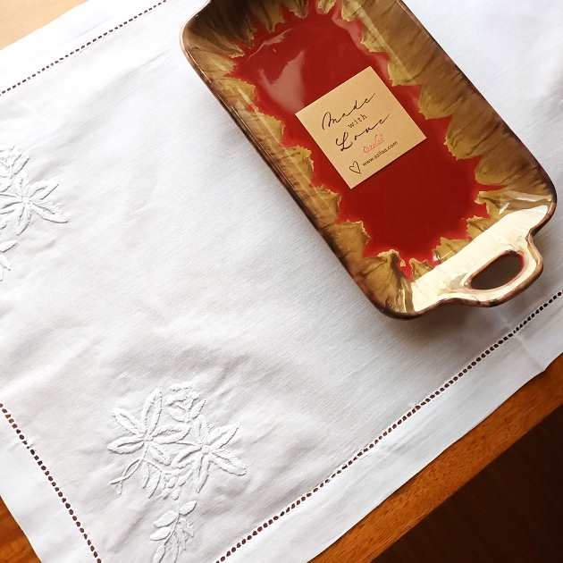 ECO friendly white embroidery cotton handmade 4 table mat