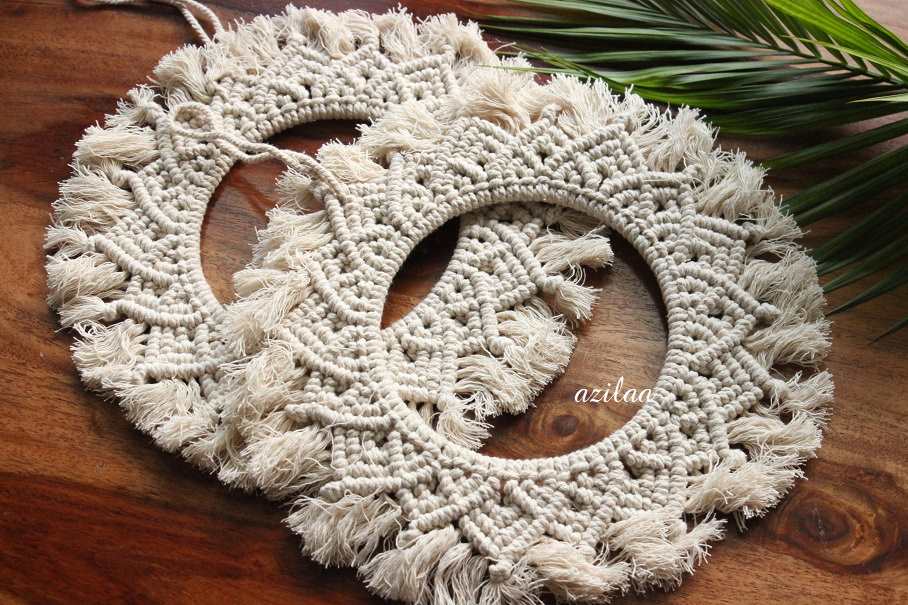 Eco friendly Mandala style macrame round handmade 2 wall decor 