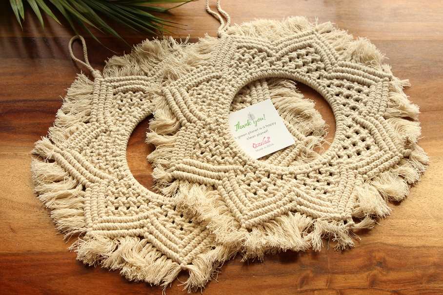 Eco friendly Mandala style macrame round handmade 2 wall decor 