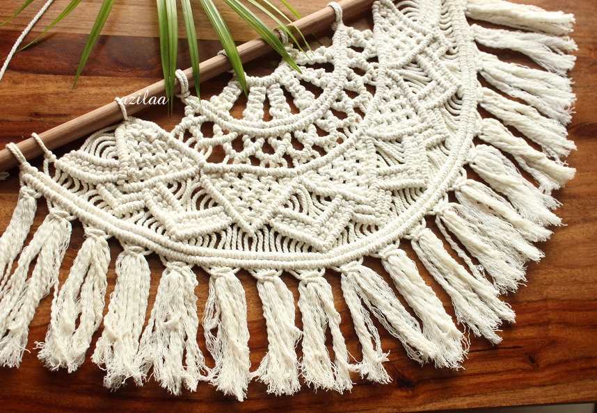 Eco friendly Mandala style macrame round handmade tapestry 01