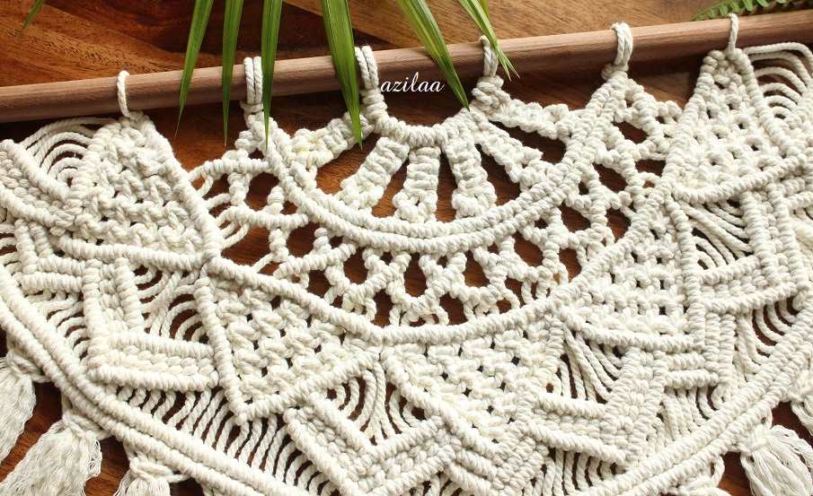 Eco friendly Mandala style macrame round handmade tapestry 01