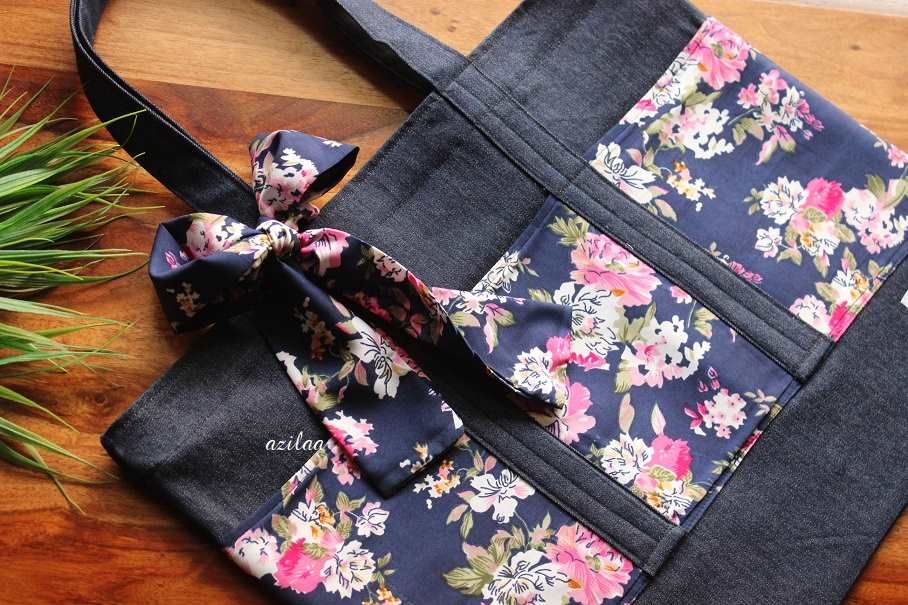 Eco friendly blue sustainable handmade sturdy denim bag set