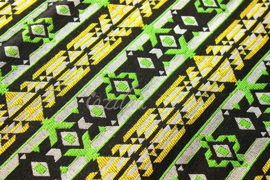 Eco friendly lime green black handloom handmade bedcover 1