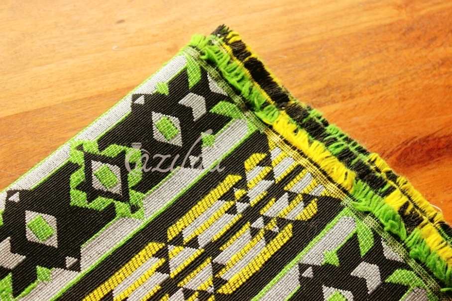Eco friendly lime green black handloom handmade bedcover 1