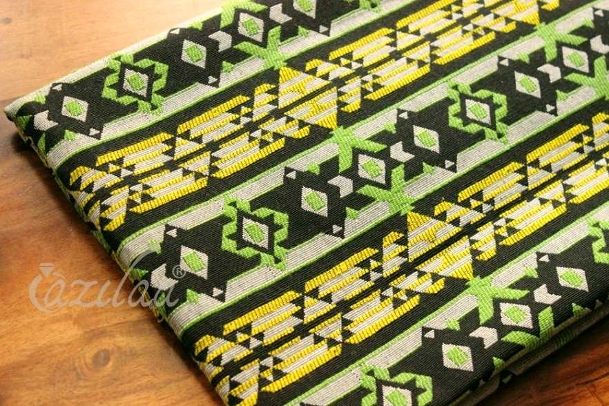 Eco friendly lime green black handloom handmade bedcover 1